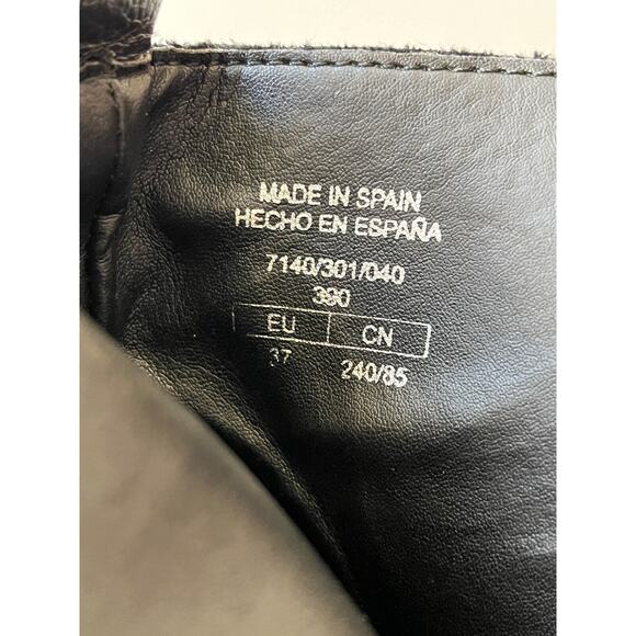 Women’s ZARA Black Leather Peep Toe Lace Up Boots Size 37 Trafaluc - Picture 7 of 9